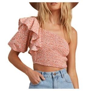 Billabong Salty Blonde Pink One Shoulder Cropped Top Size SP